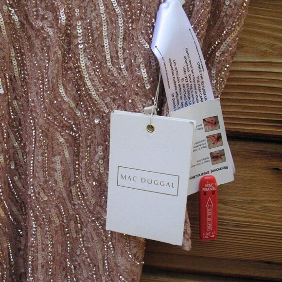 Mac Duggal 93574 Womens Pink Beaded Puff Sleeve Trumpet Gown - Picture 14 of 15